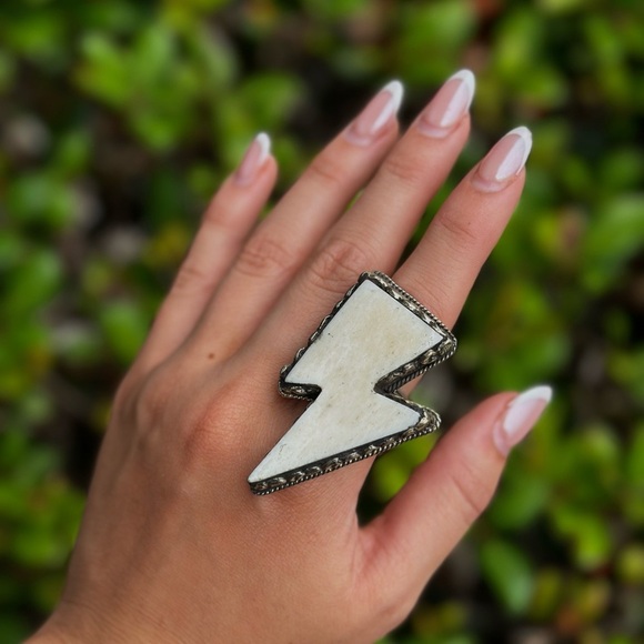 Tibetan Silver Lightning Bolt Adjustable Ring - Picture 1 of 2